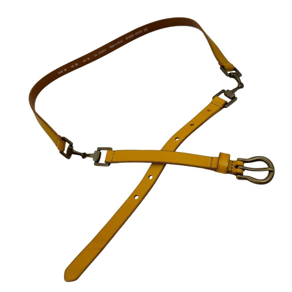 Divided H&M Yellow Leather Cinch Belt Horse Bit M Classic Equestrian Western